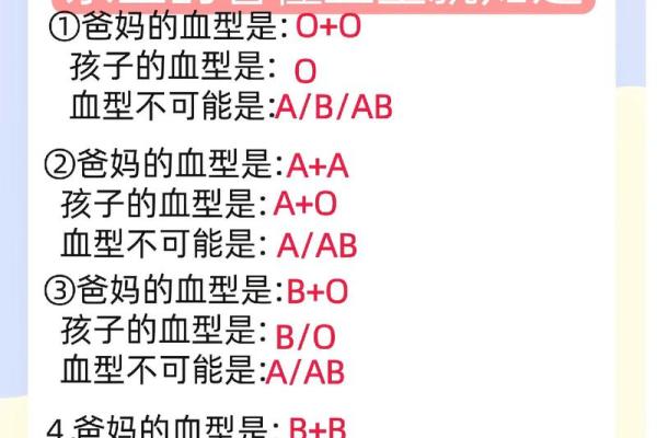 父母孩子血型对照表