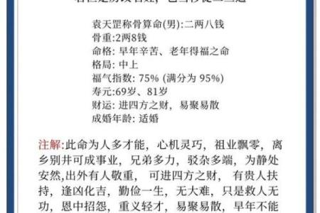 称骨算命男女版
