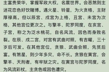 紫薇斗数贪狼星性